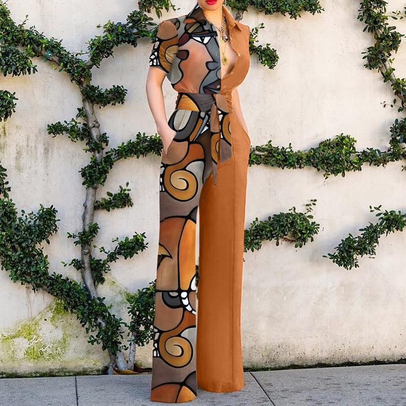 Fashion art print jumpsuit